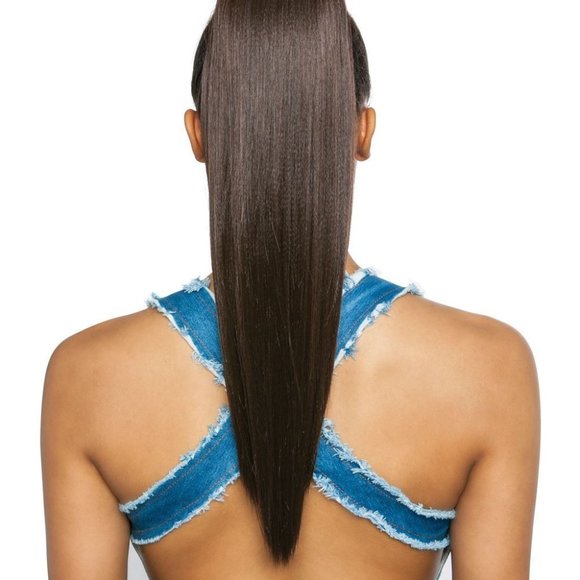 Mane Concept Wrap Tie BSWNT04 Vika Drawstring Ponytail Long Straight Hair Piece - Picture 2 of 3